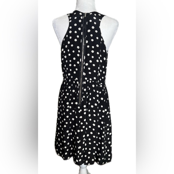 Rebecca Taylor Black Polka Dot Sleeveless Silk Mini Dress Size 10 Ten or L Large - Picture 2 of 11
